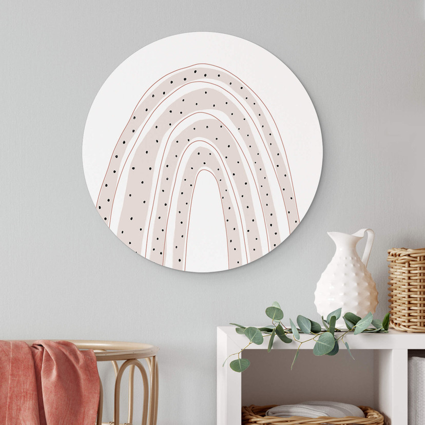 Tableau sur alu-Dibond rond uplusmestudio arc-en-ciel à pois