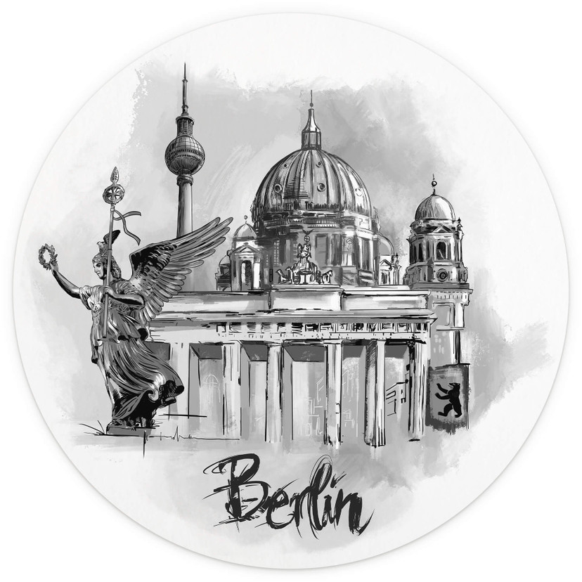Fototapeta Berlin - Czarno-biały - Okrągły - Pokochaj swoje miasto - tapeta flizelinowa/tapeta flize