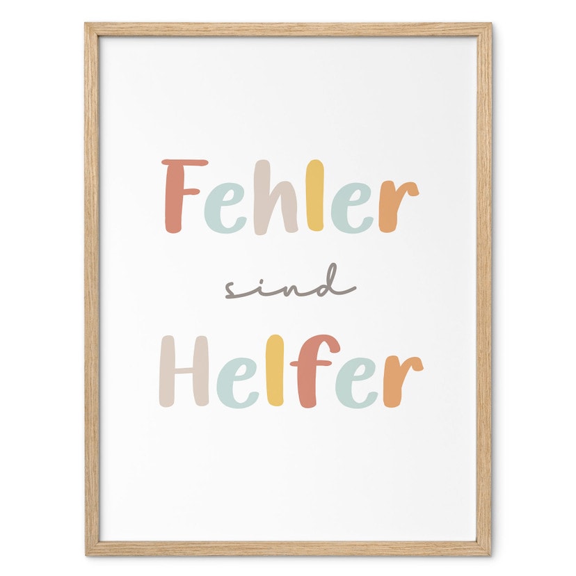 Kinder-Poster 'Fehler sind Helfer' in bunter Typografie