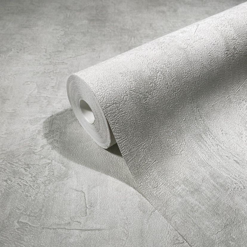 Non-woven tapet i betonlook, ensfarvet grå Tekstur