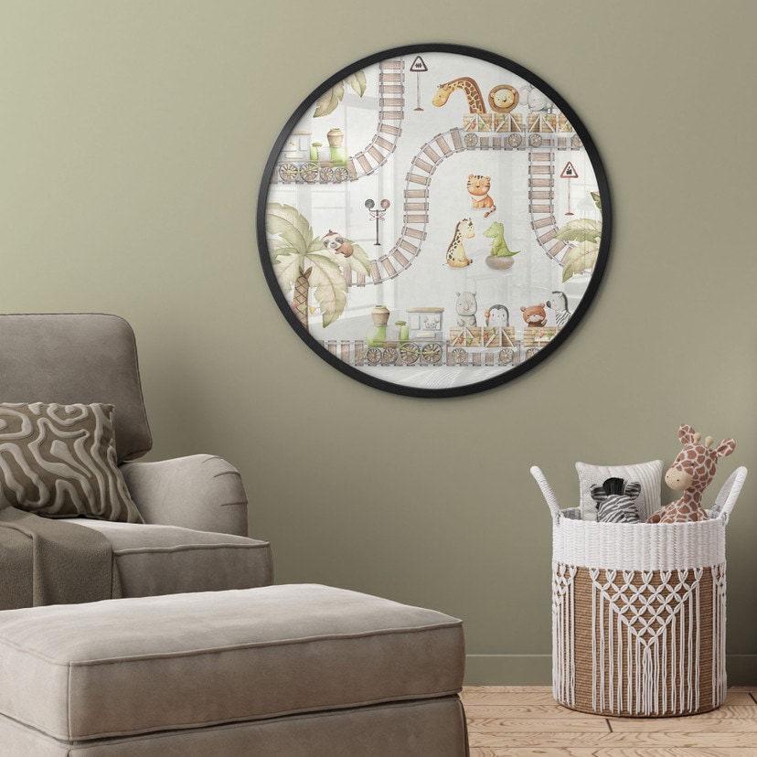 Poster Locomotief met dierentuindieren - Oliver Robins