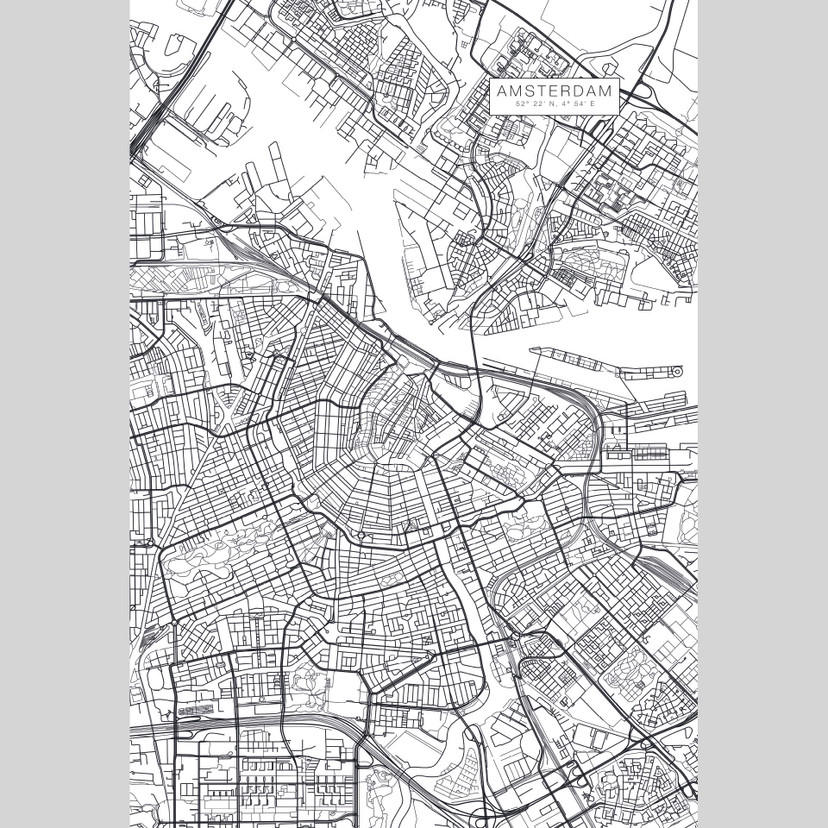 Fototapet - Kort over Amsterdam