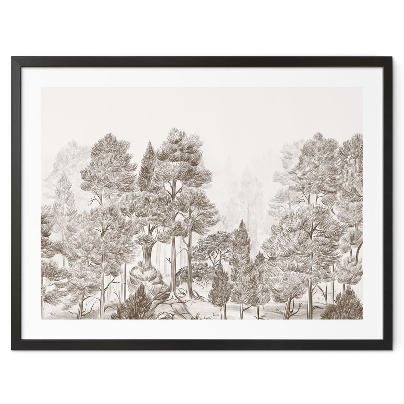 Poster bos met boslandschap in beige - Ms Tiff