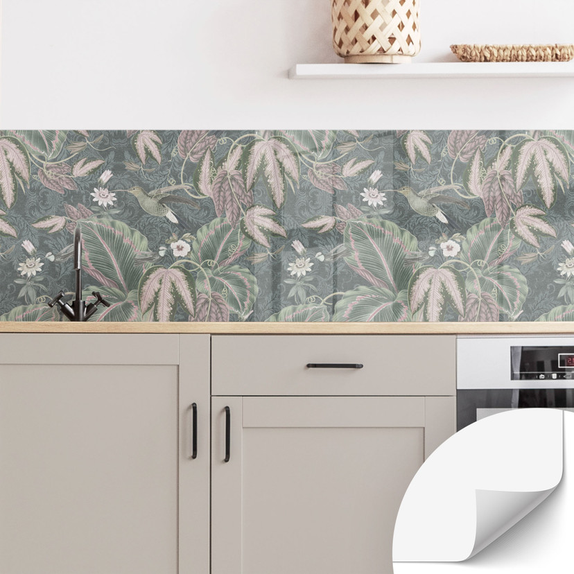 Revêtement pour cuisine autocollant Colibri dans la forêt tropicale - Bloomery Decor