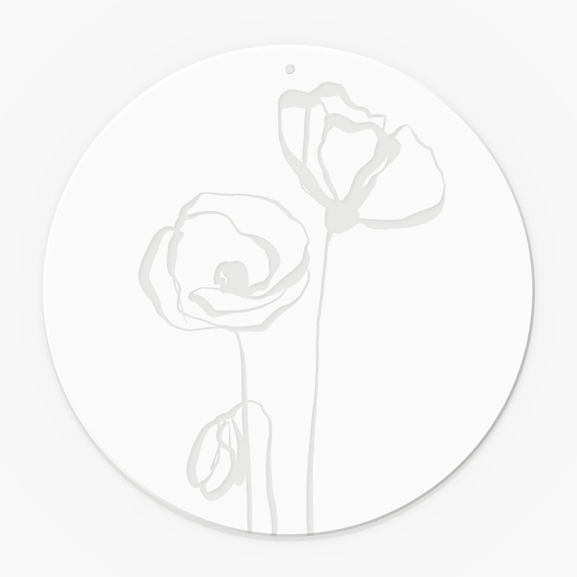 Akrylbillede, vinduesbillede til ophængning - Line Art Two Poppies - Cats & Dotz - Round