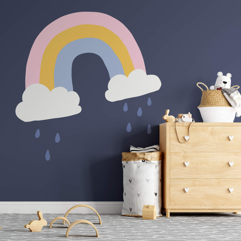 Muursticker Wolken met Regenboog