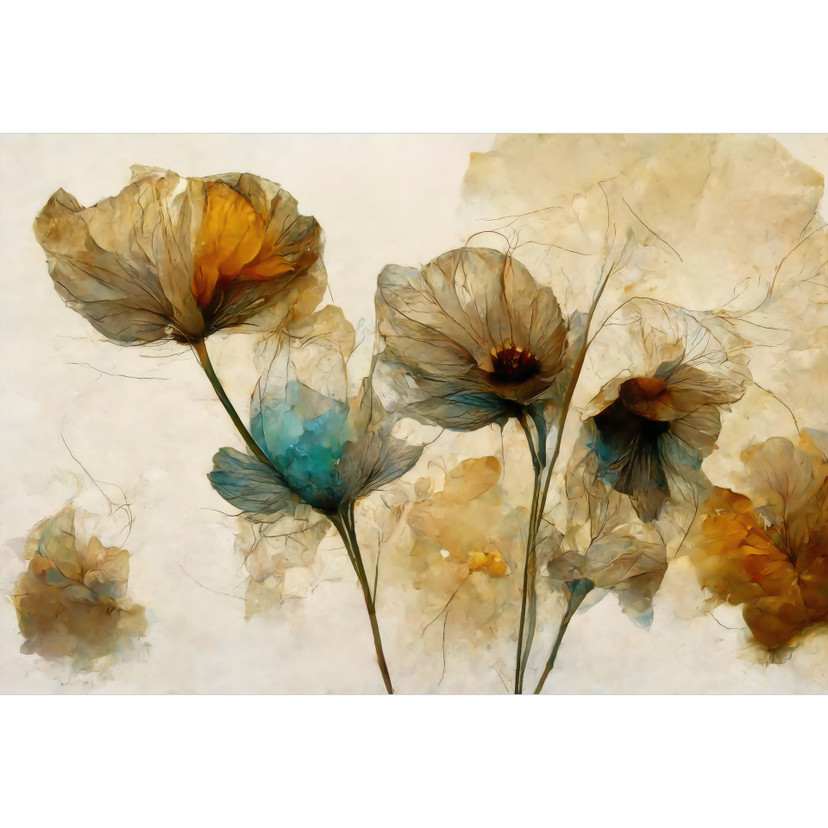 Papier peint photo Fleurs de coquelicot séchées au look vintage - Treechild