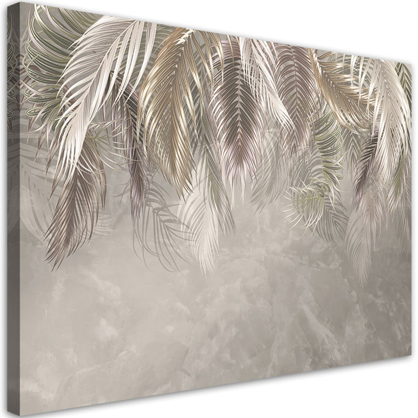 Canvasbillede, Palme blade beton 3D