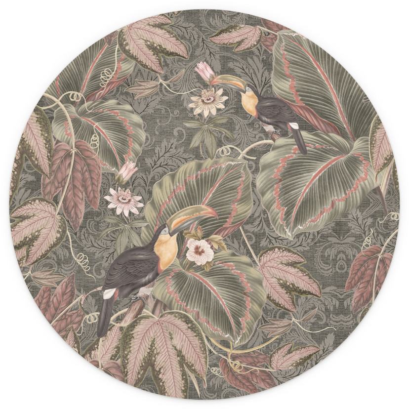 Papier peint photo Toucan dans la forêt tropicale - Bloomery Decor - rond - adhésif/non tissé