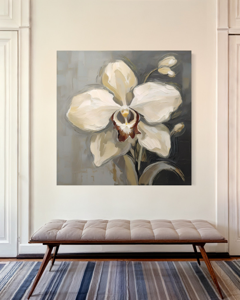 Leinwandbild Weiß bemalte Orchidee