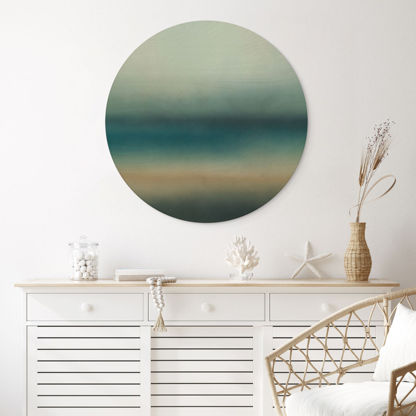 Houten Schilderij Rotko Blush - Turquoise Horizon - Sir Edward x Grigory Gladarev - Rond