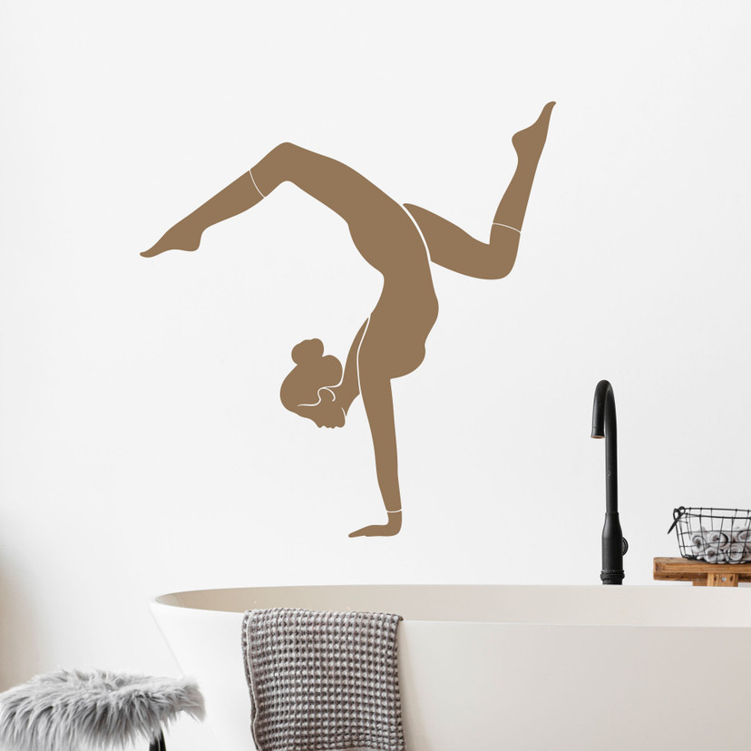 Wallsticker yoga håndstand silhuet ensfarvet