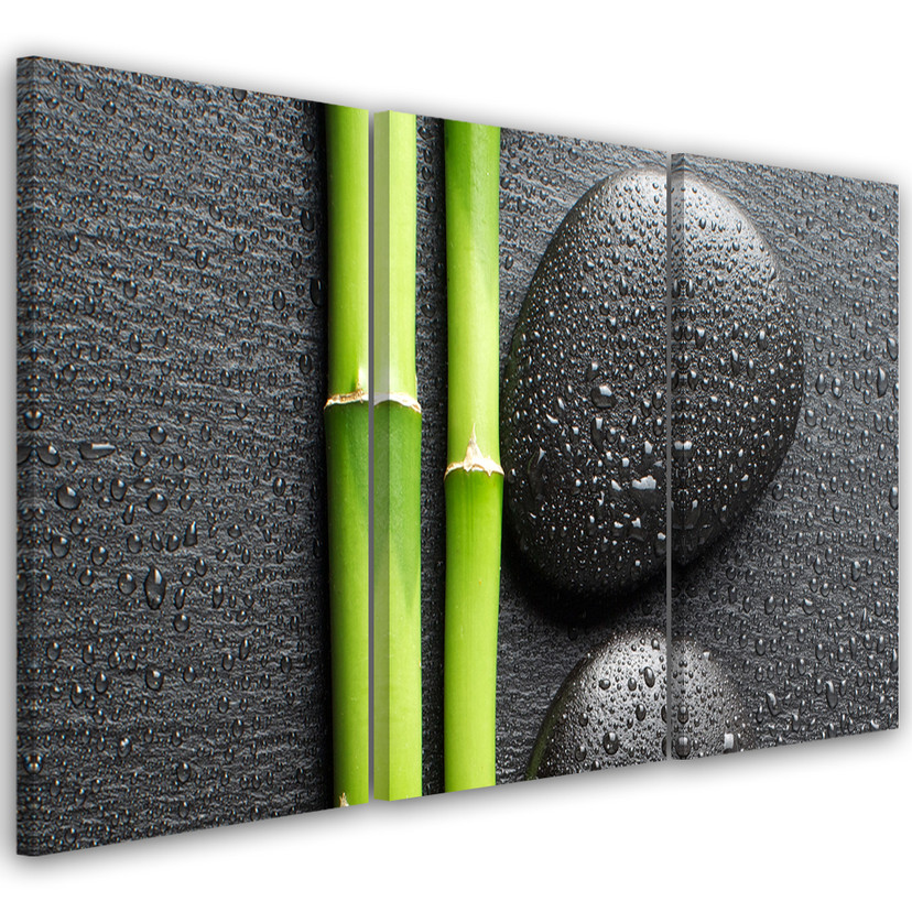 3 stykke lærredstryk Stones Bamboo Zen Spa