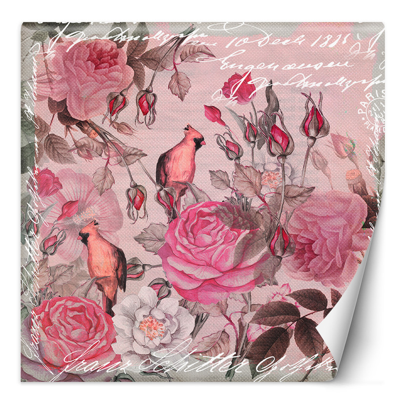 Fototapete, Tropen Blumen und Tiere in rosa - Andrea Haase