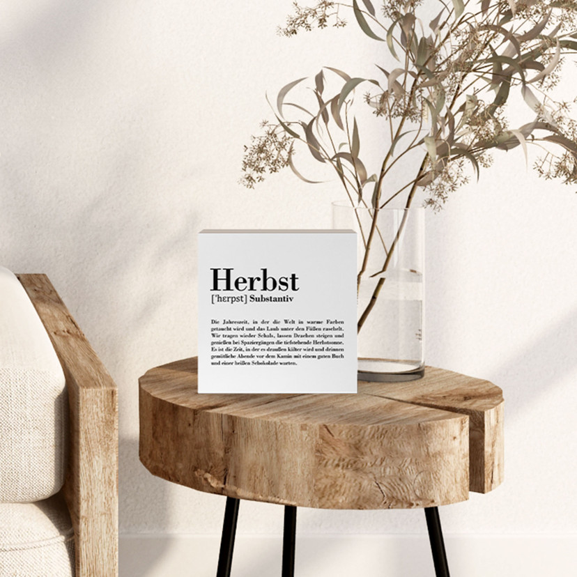 Holzbild zum Hinstellen - Grammatik - Herbst - 15x15 cm