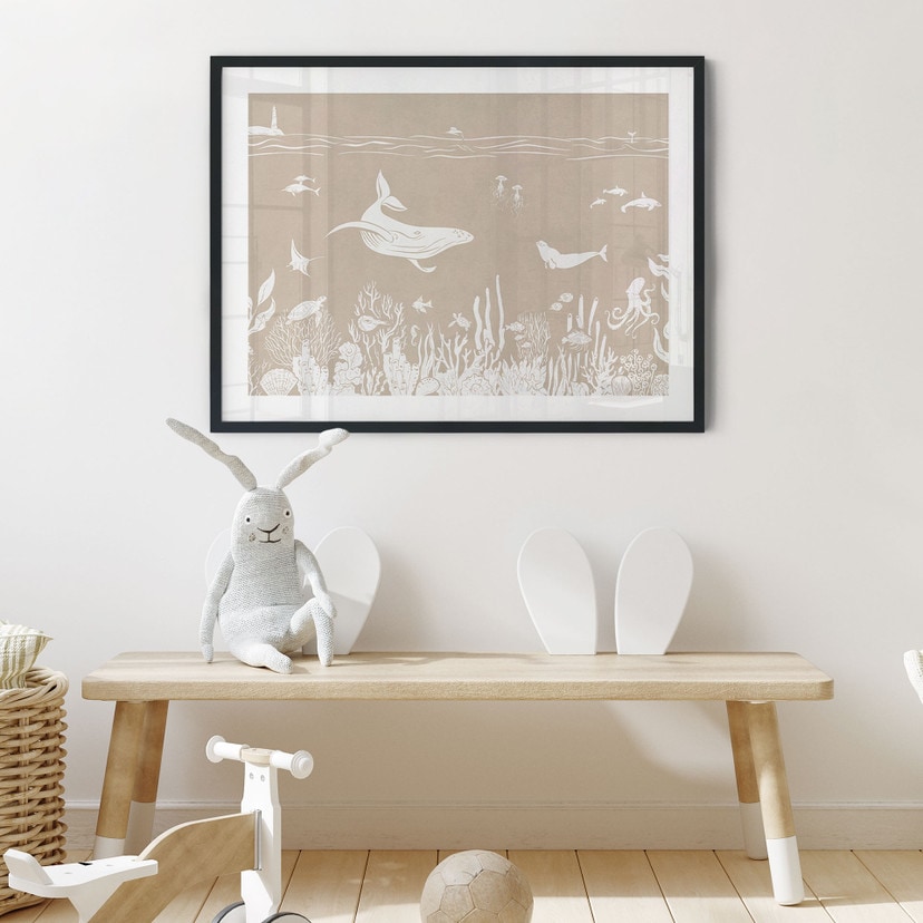 Fascinerende zeedieren in de oceaan Poster - Bruin - Kikki Belle
