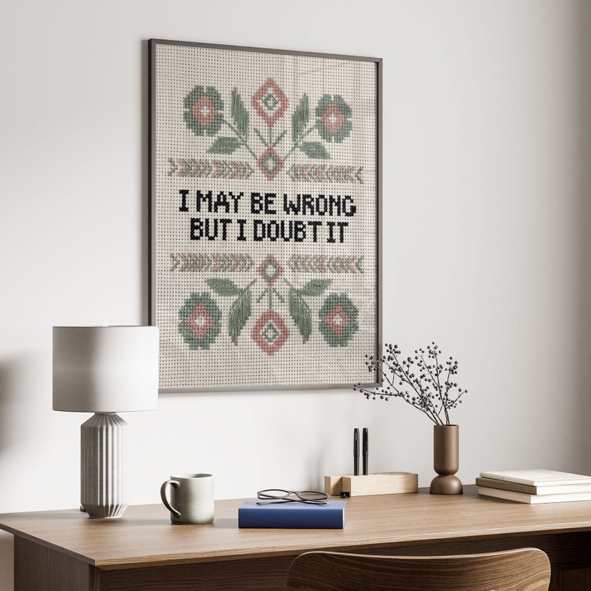 Poster I may be wrong met Bloemen Borduurpatroon - Magnusson