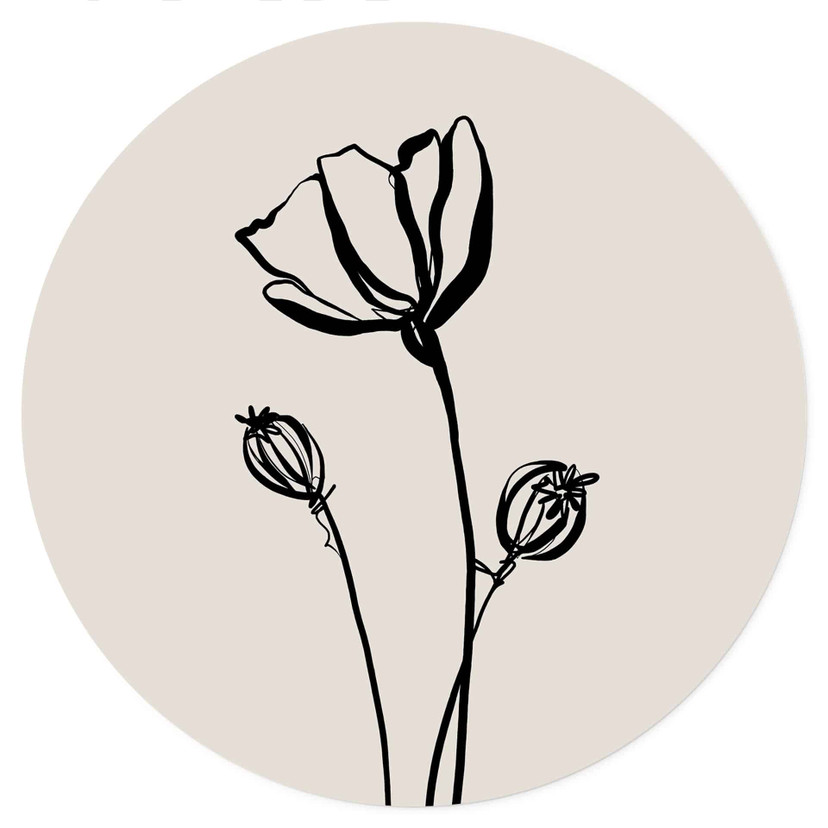 Wandtattoo Line Art Mohnblume - Cats & Dotz - Rund