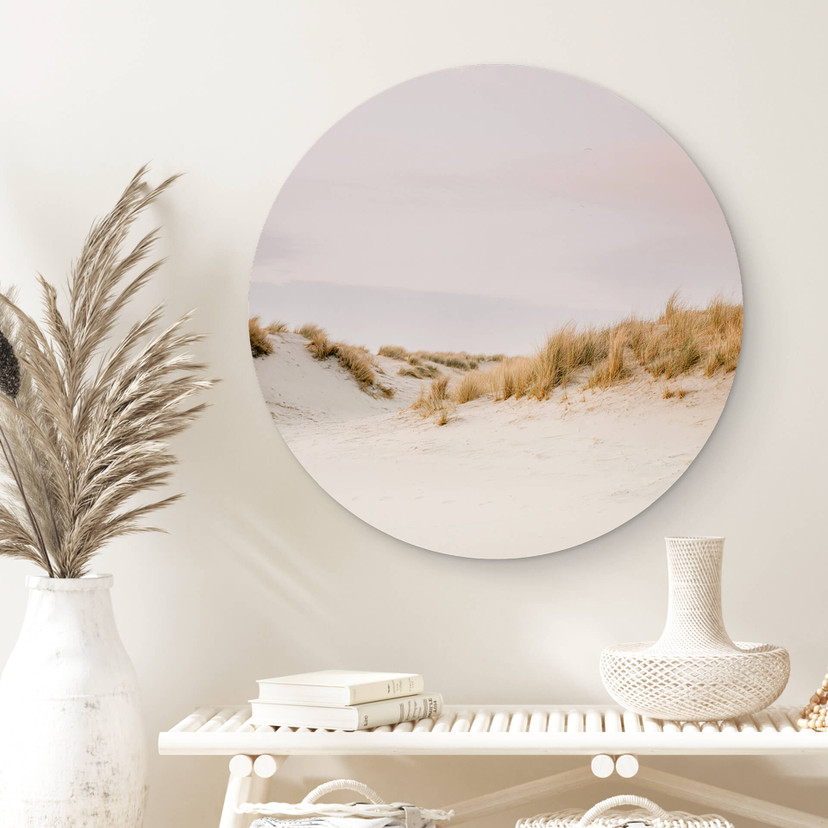 Tableau sur alu-Dibond rond Zwart - Paysage de dunes à Ameland