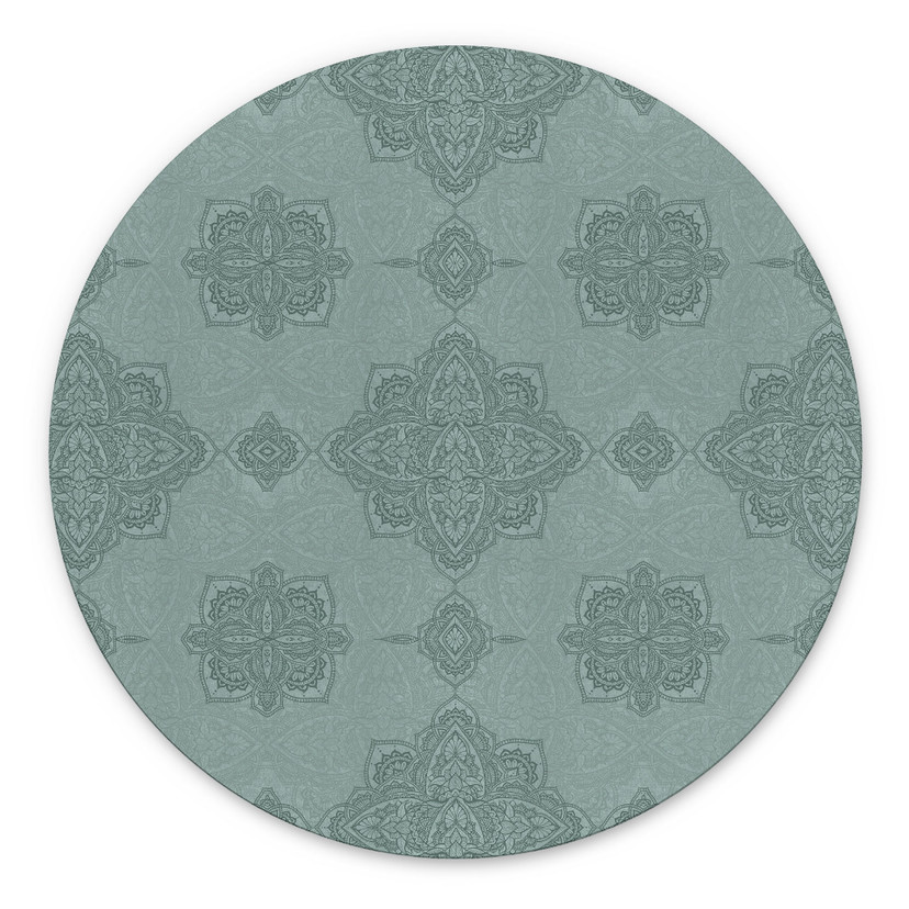 Billede Mønster Marrakech grøn - Bloomery Decor - rund – print på aluminium (Alu-Dibond)