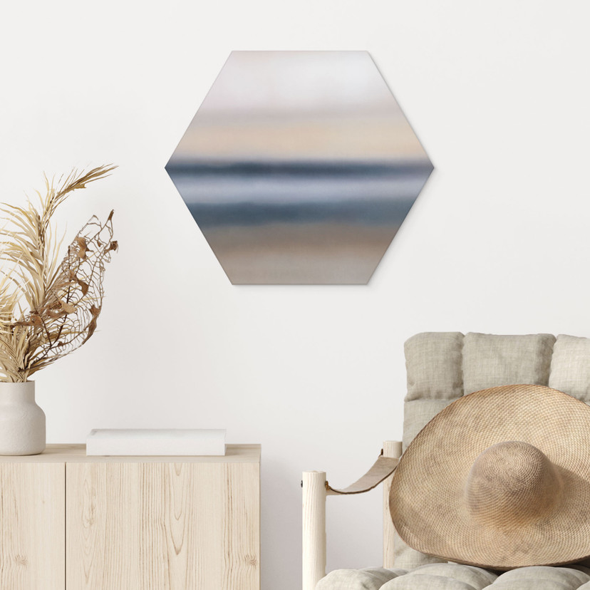 Hexagon Wandbild Rotko Ash - Abstrakter Horizont - Sir Edward x Grigory Gladarev - Alu-Dibond