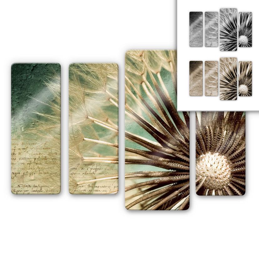 Tableau en verre - Pissentlit (4 parties)