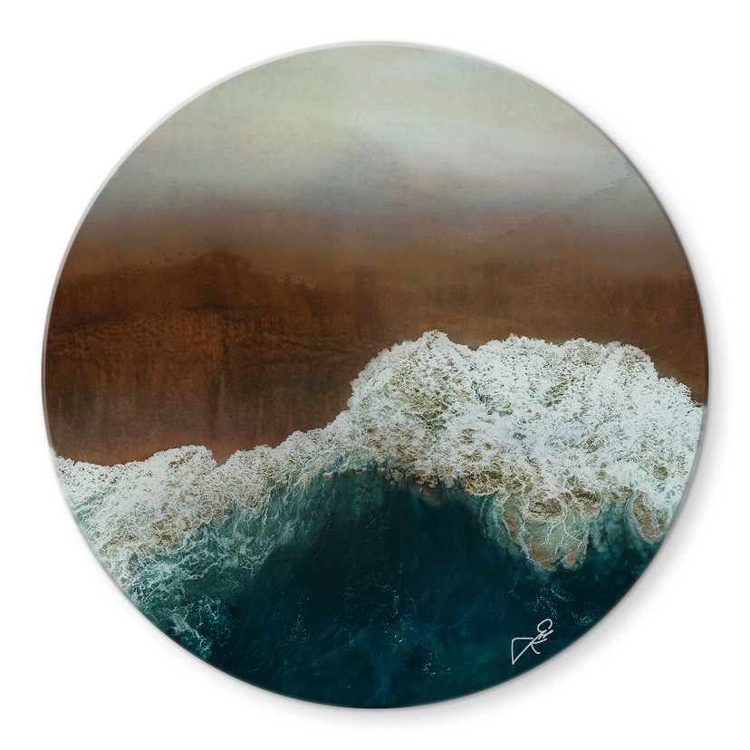 Glasbild Wellen im Ozean - Guido Maria Kretschmer Kollektion - Rund - Ø 70 cm