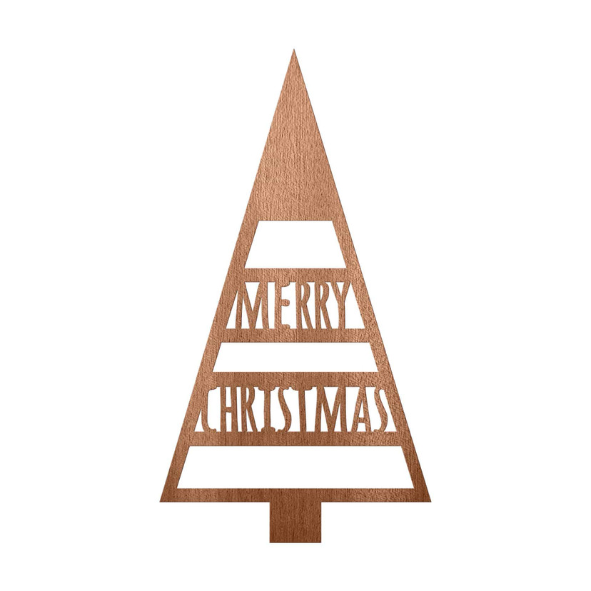 Dekoracja drewniana świąteczna - choinka Wesołych Świąt - drewno mahoniowe