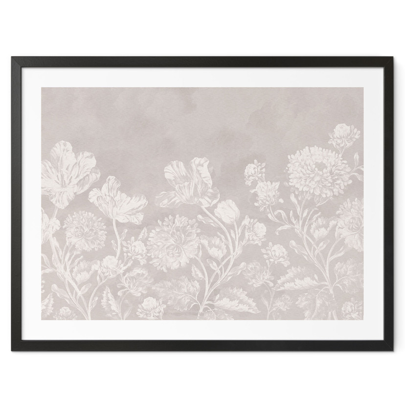 Plakat z kwiatami w kolorze beżowym - Bloomery Decor