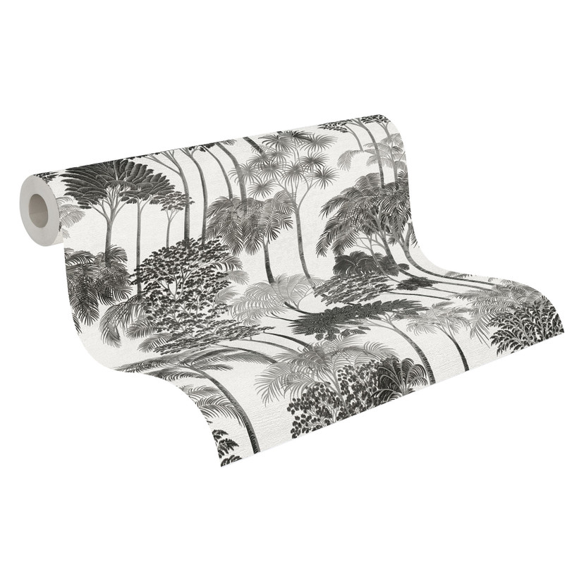 Tapeta z włókniny drzewa leśne palmy szary czarny biały metaliczny tapeta tapeta natura