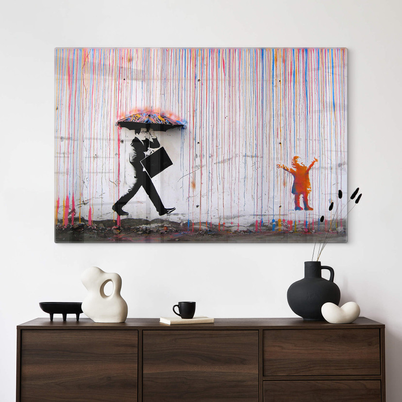 Glasbild Banksy - Coloured Rain