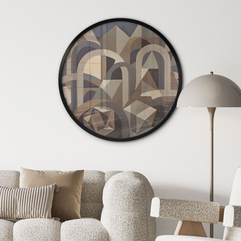 Poster Silent Axis - Geometrische Architectuur - Sir Edward x Grigory Gladarev - Rond