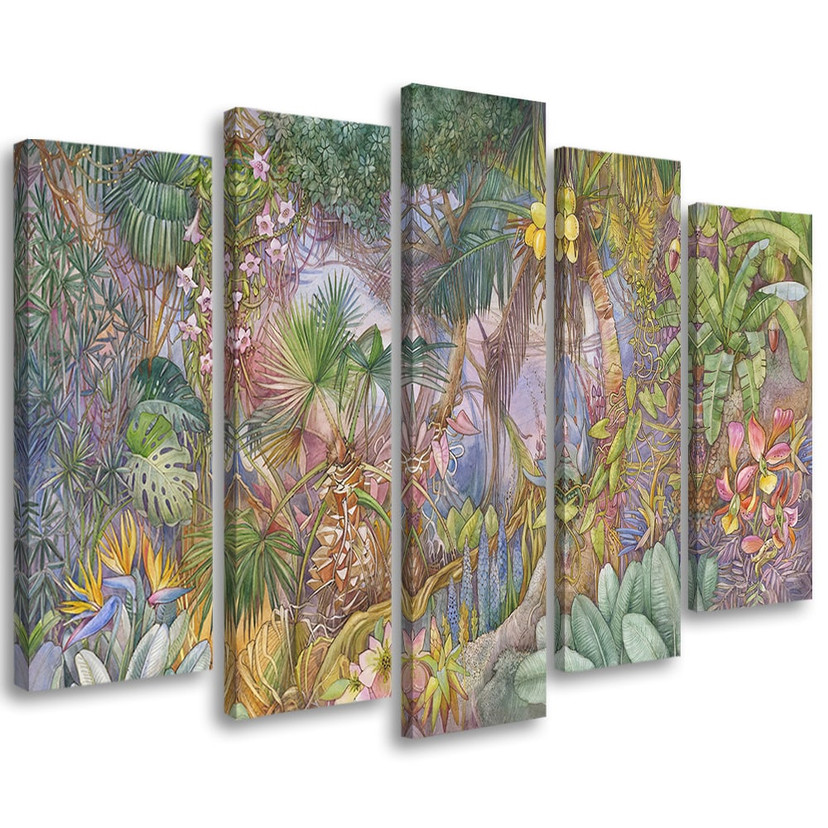 5 stykke lærredstryk Deep Jungle