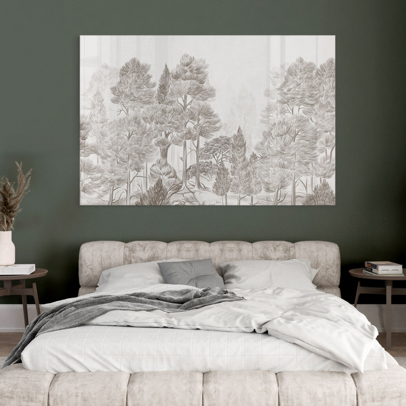 Acrylglasbild Wald mit Waldlandschaft in Beige - Ms Tiff