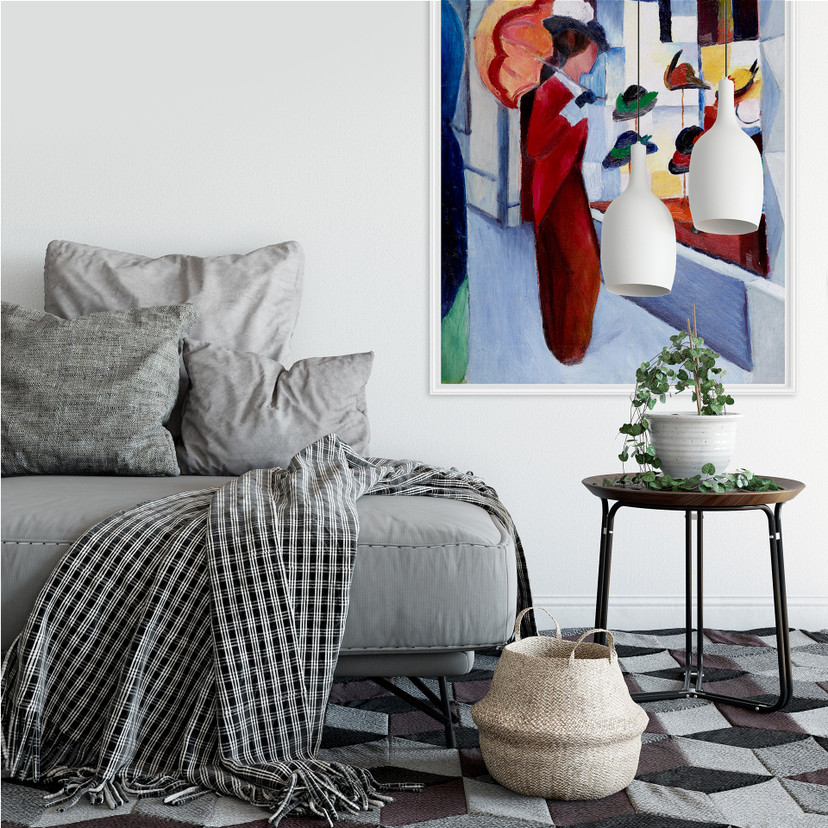 Wallprint Macke - Frau mit Sonnenschirm vor Hutladen