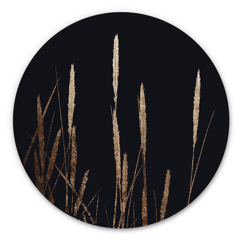 Tableau sur alu-Dibond rond Kubistika - champs d'or