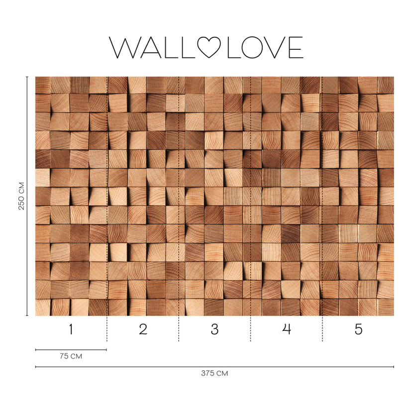 papier peint photo 3D imitation bois marron naturel - Papier peint intissé 3,75 m x 2,50 m structure