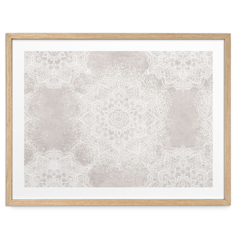 Plakat Blød mandala på grå-beige - Bloomery Decor