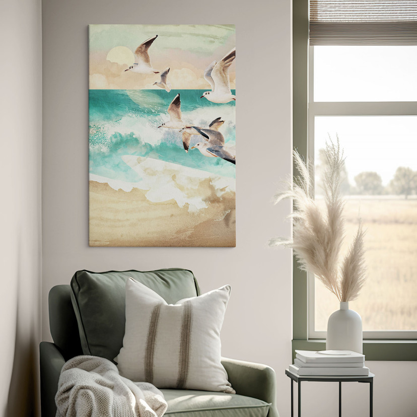 Stampa su tela Gabbiani sulla spiaggia - SpaceFrog Designs