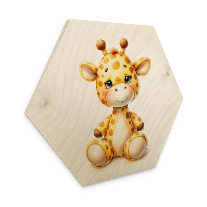 Hexagon Holzbild Kleine Giraffe - Magnusson