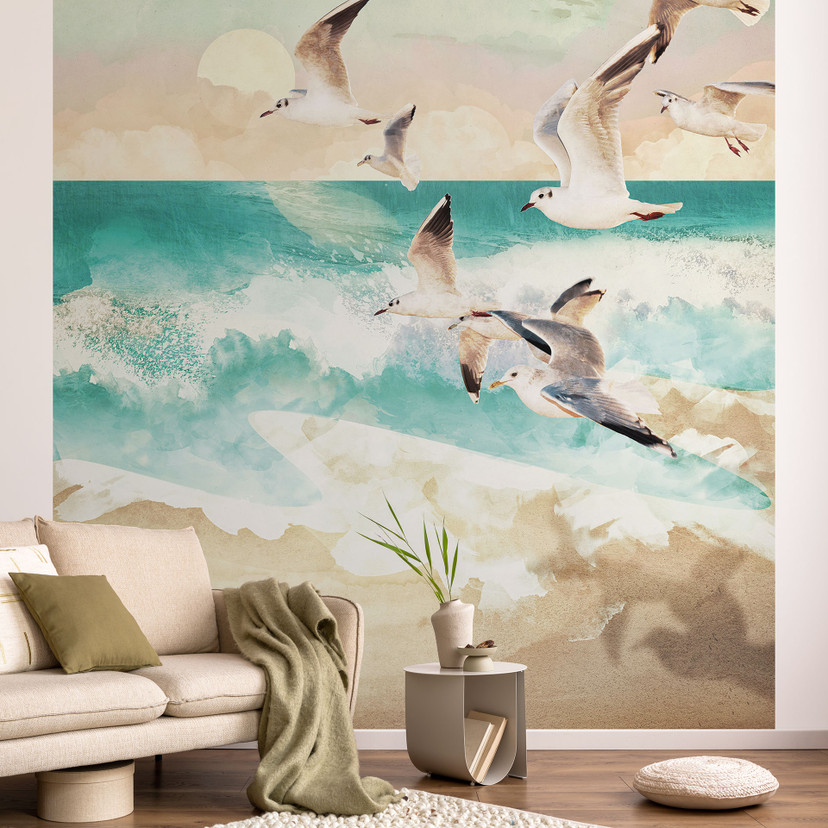 Papier peint photo Mouettes sur la plage - SpaceFrog Designs