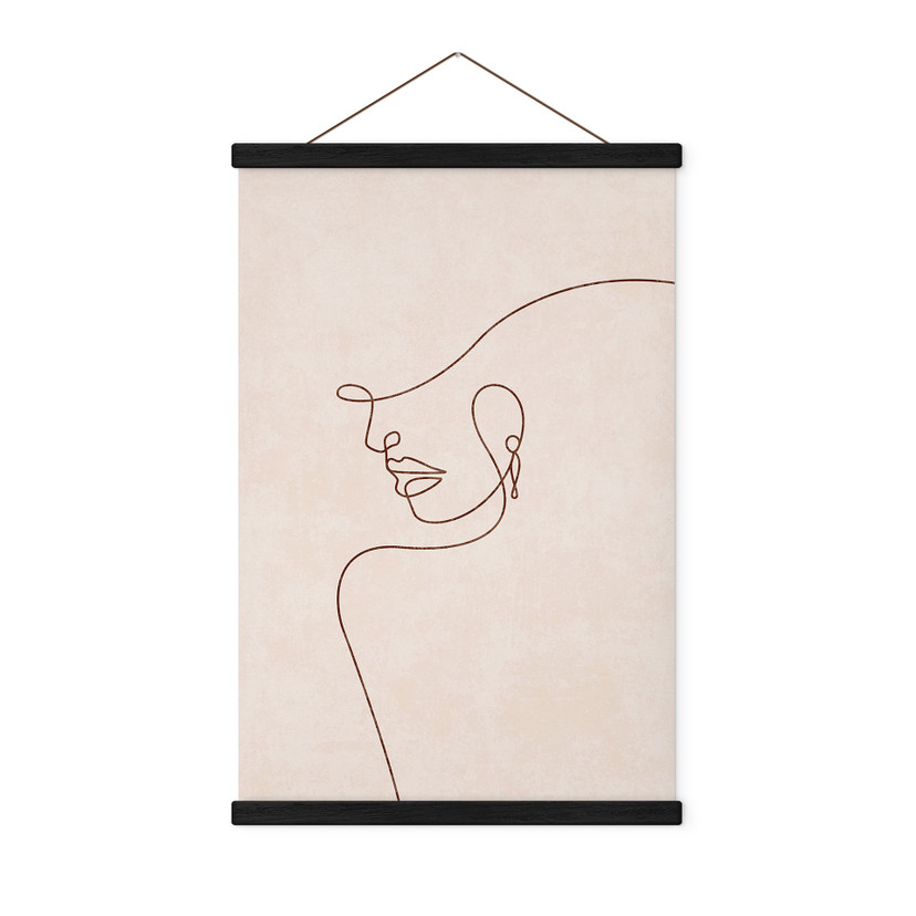 Tekstil plakat Delikate konturer af en kvinde - Line Art - Tunaboylu