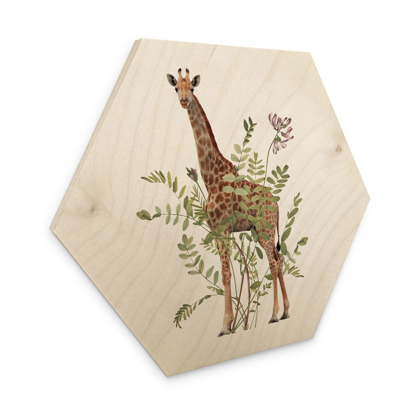 Sekskantet træ Blomstret giraf - Frida Floral Studio