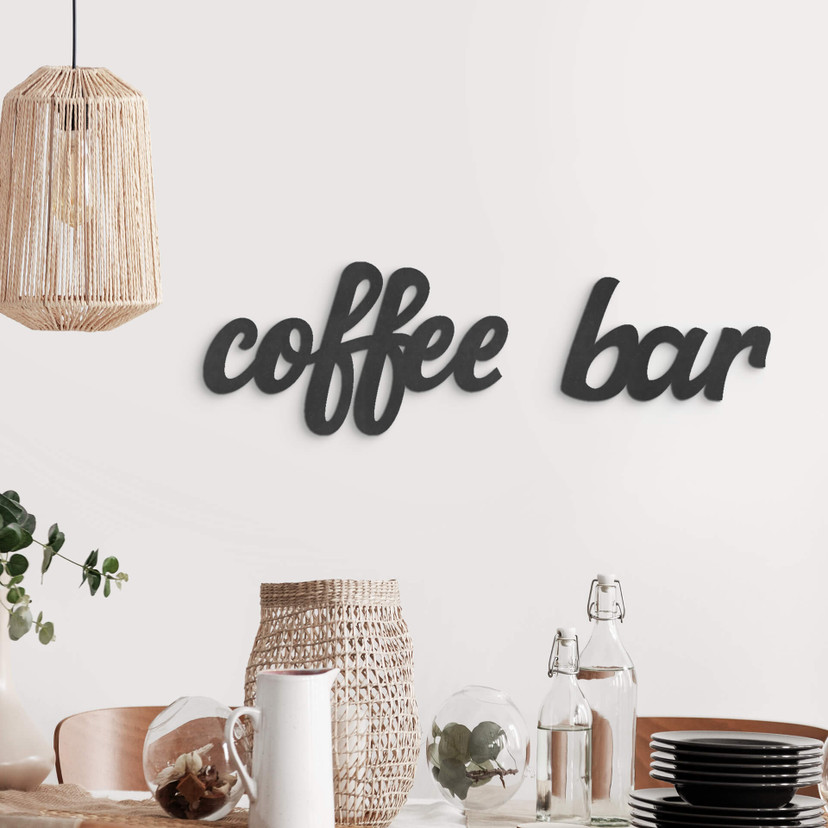 Dekoracja drewniana - napis 3D do kuchni - Coffee Bar - MDF