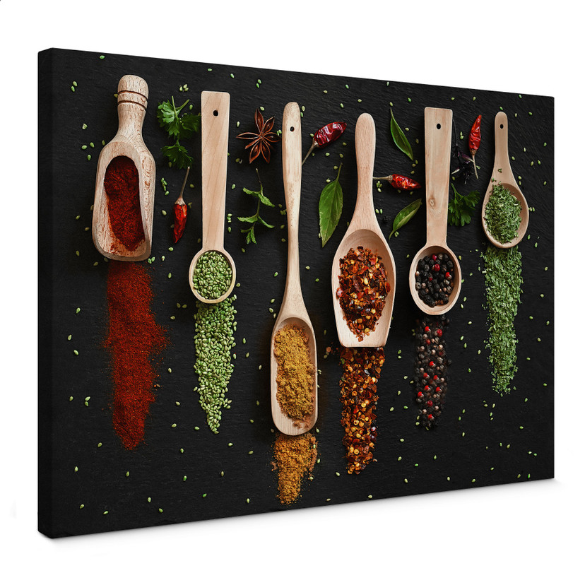 Obraz na płótnie zioła i przyprawy na drewnianej łyżce - Dingemans