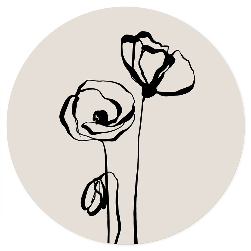 Wandtattoo Line Art Zwei Mohnblumen - Cats & Dotz - Rund