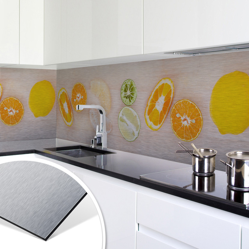 Küchenrückwand - Alu-Dibond-Silber - Limonaden Rezept
