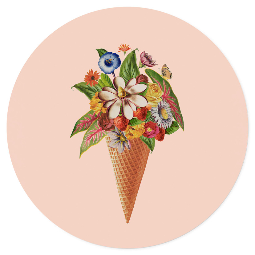Naklejka na ścianę Frida Floral Studio - Kwiecisty rożek do lodów - Okrągły