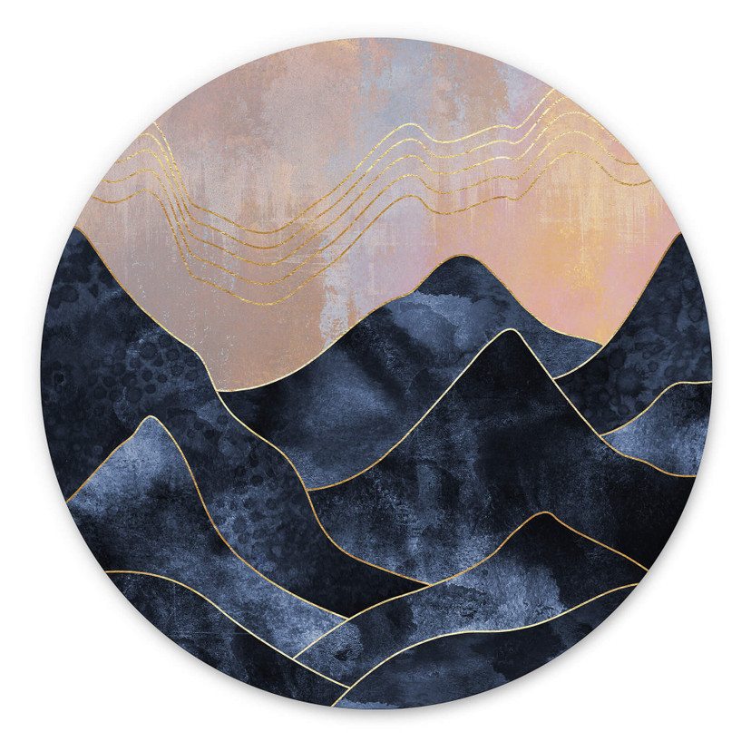 Tableau sur alu-Dibond rond Fredriksson - Chaîne de montagnes marbrée