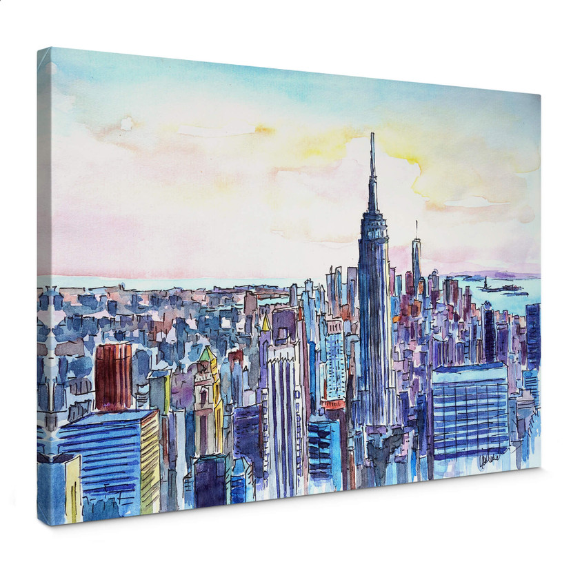Obraz na płótnie Bleichner - Manhattan Skyline - Akwarela
